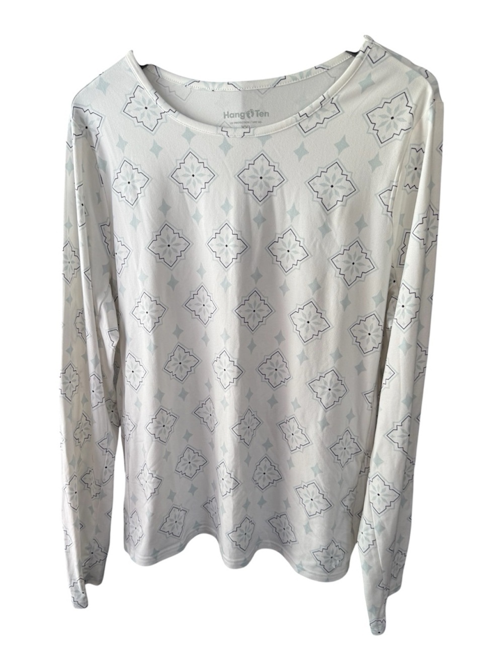 Hang Ten women’s sun protection White Long Sleeve with Geometric Print. Size XXL